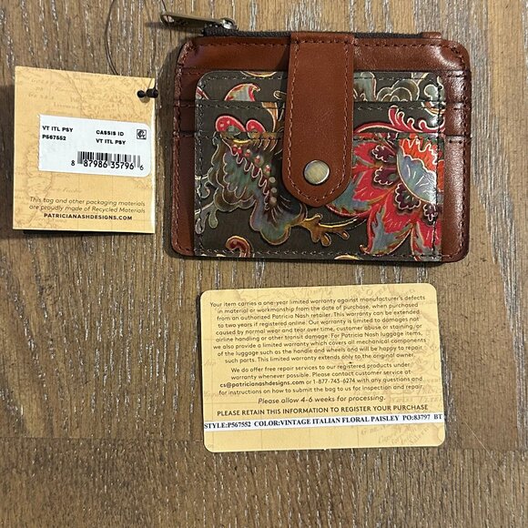 NEW Patricia Nash Italian Paisley Cassis ID Wallet - Picture 3 of 8